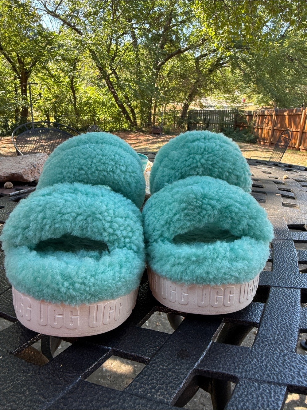 Ugg Plush Faux-Shearling Slide Slippers in Seafoam Green - Women - Picture 3 of 4